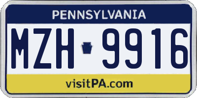 PA license plate MZH9916