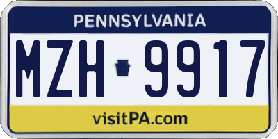 PA license plate MZH9917