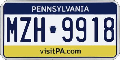 PA license plate MZH9918