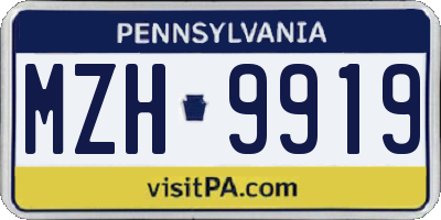 PA license plate MZH9919