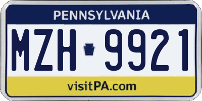 PA license plate MZH9921