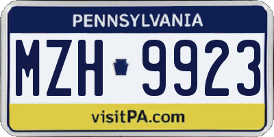 PA license plate MZH9923