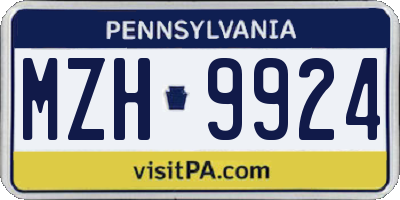 PA license plate MZH9924