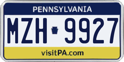 PA license plate MZH9927