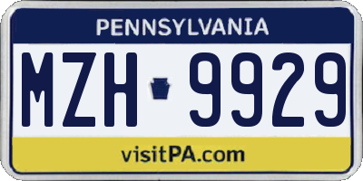 PA license plate MZH9929