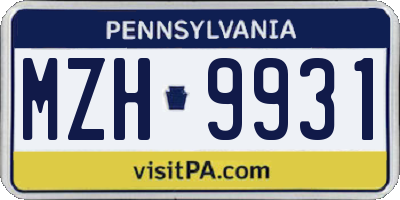 PA license plate MZH9931