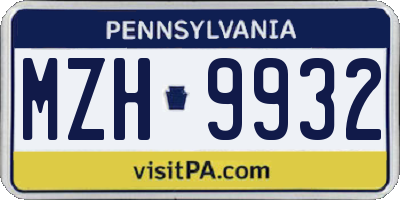 PA license plate MZH9932