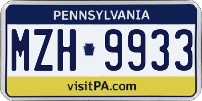 PA license plate MZH9933
