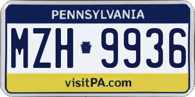 PA license plate MZH9936