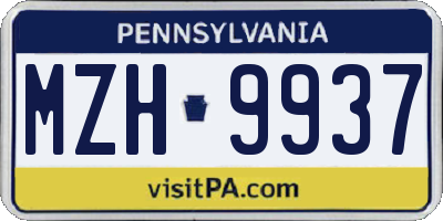 PA license plate MZH9937
