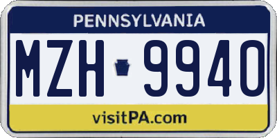 PA license plate MZH9940