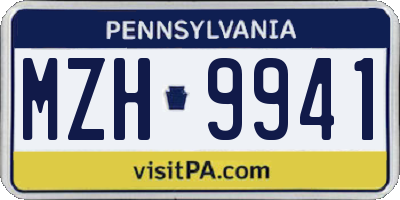 PA license plate MZH9941