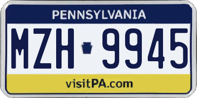PA license plate MZH9945