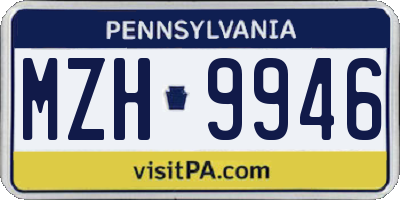 PA license plate MZH9946