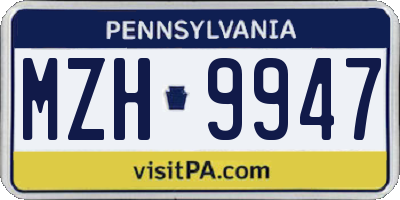 PA license plate MZH9947