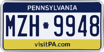 PA license plate MZH9948