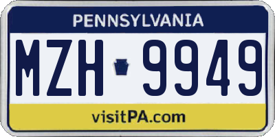 PA license plate MZH9949