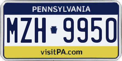 PA license plate MZH9950