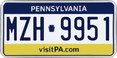 PA license plate MZH9951