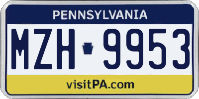 PA license plate MZH9953