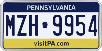 PA license plate MZH9954