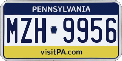 PA license plate MZH9956