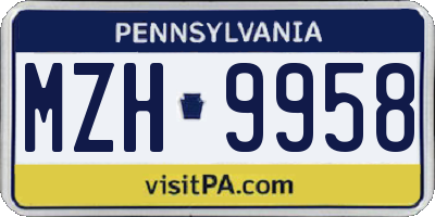 PA license plate MZH9958