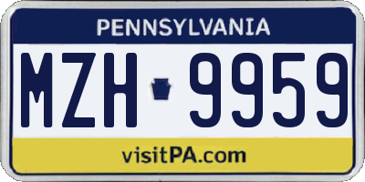 PA license plate MZH9959