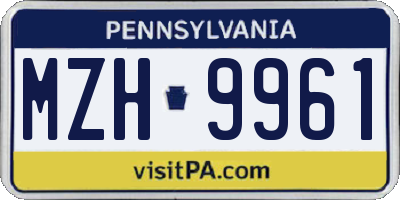PA license plate MZH9961