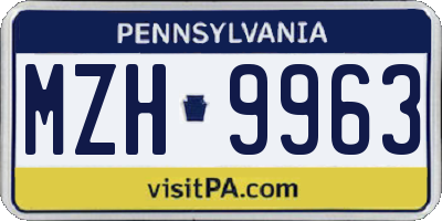 PA license plate MZH9963