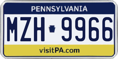 PA license plate MZH9966