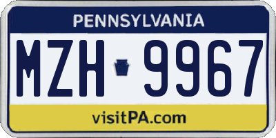 PA license plate MZH9967