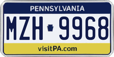 PA license plate MZH9968