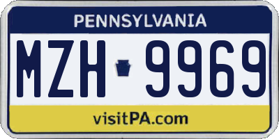 PA license plate MZH9969
