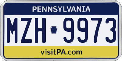PA license plate MZH9973