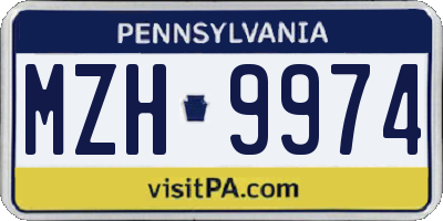 PA license plate MZH9974