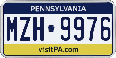 PA license plate MZH9976