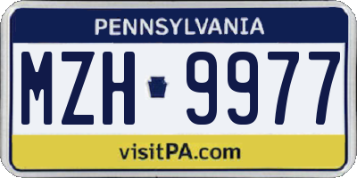 PA license plate MZH9977