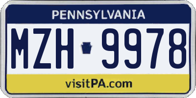 PA license plate MZH9978