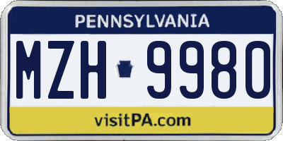PA license plate MZH9980