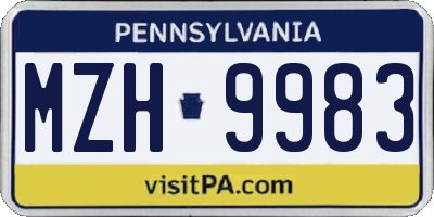 PA license plate MZH9983