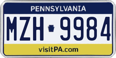 PA license plate MZH9984