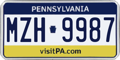 PA license plate MZH9987