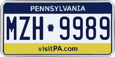 PA license plate MZH9989