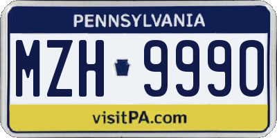 PA license plate MZH9990