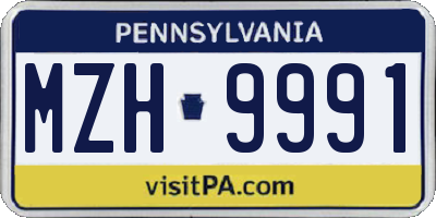 PA license plate MZH9991