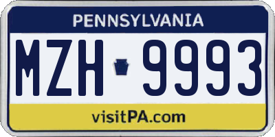 PA license plate MZH9993