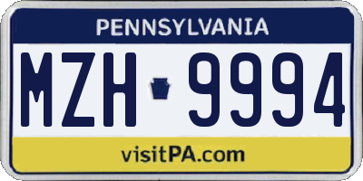 PA license plate MZH9994