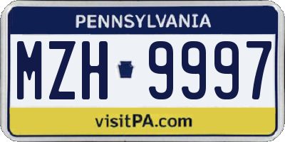 PA license plate MZH9997