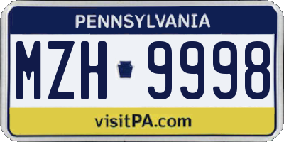 PA license plate MZH9998